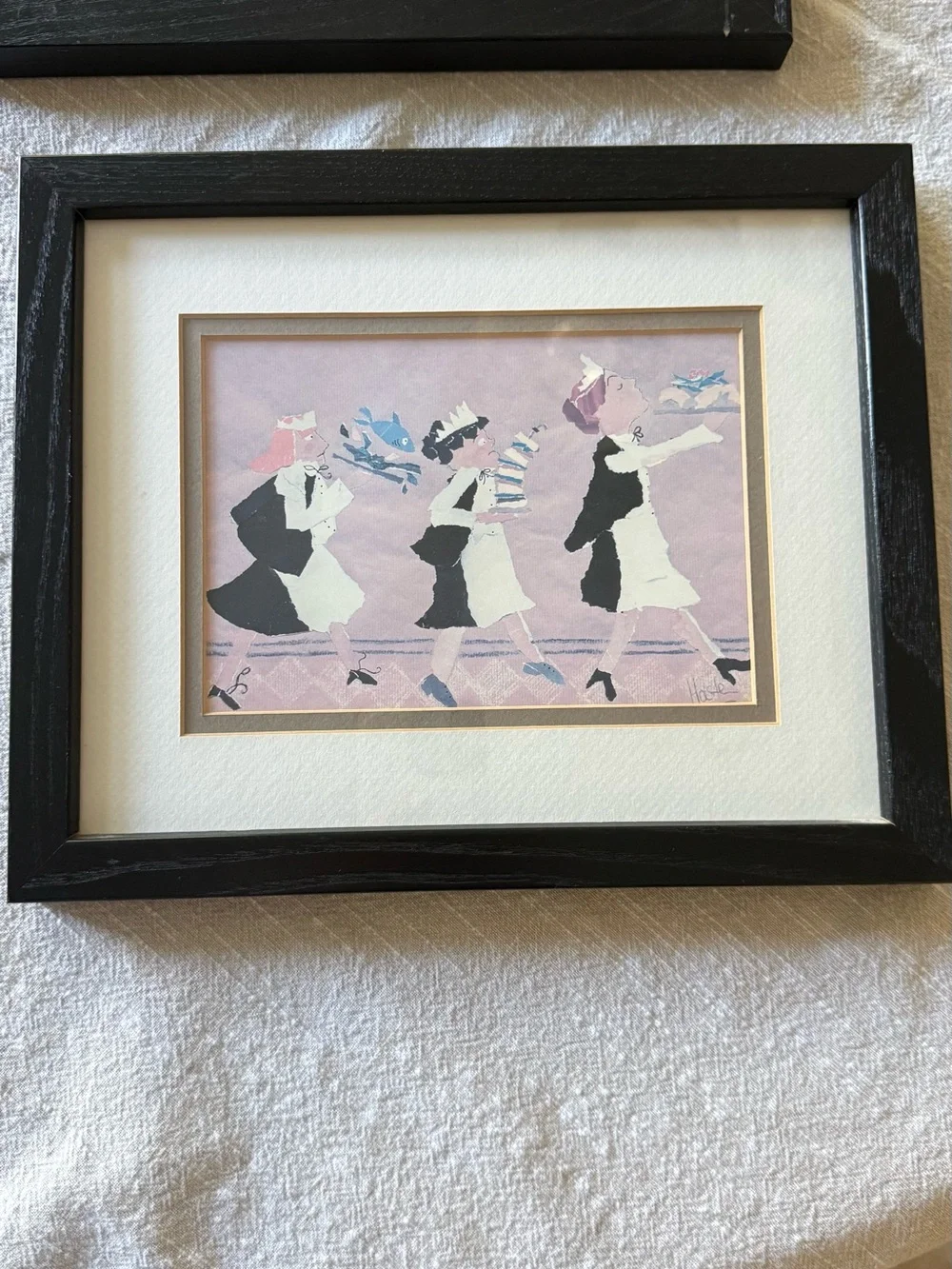 Framed Pink and Black Maid Silhouette Wall Art - Unbranded